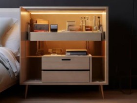 多层床头柜带保险柜,安全实用双重保障