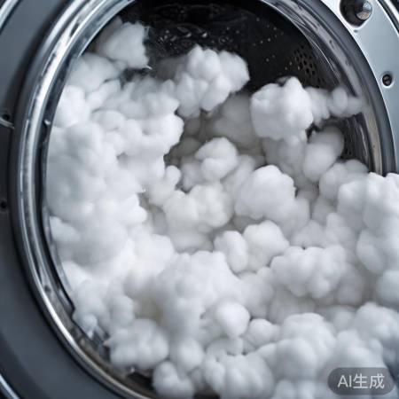 洗衣机高速旋转，太空棉变歪斜