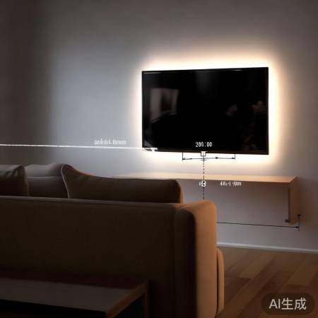 沙发高度40-50cm，电视挂