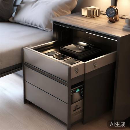 多层床头柜带保险柜，安全实用双重保障
