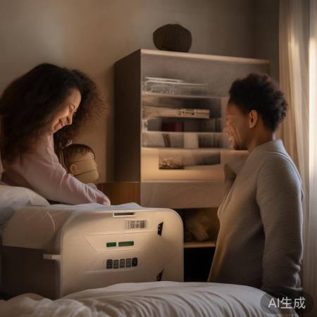 多层床头柜带保险柜，安全实用双重保障